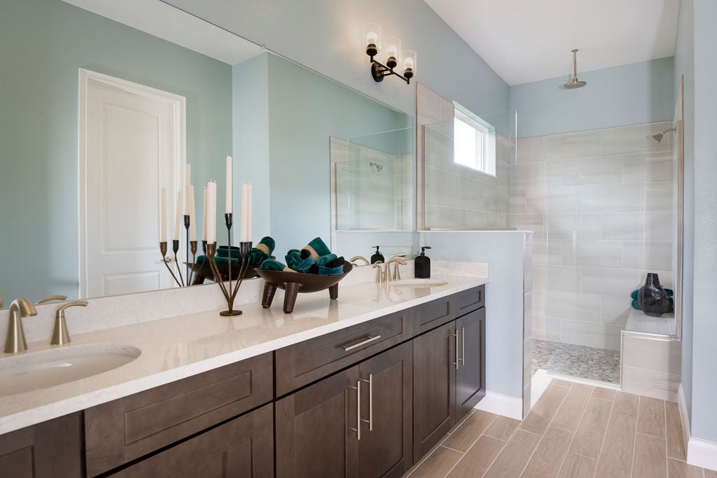 Patagonia Primary Bath. Tamarack at Two Rivers New Homes in Zephyrhills, FL