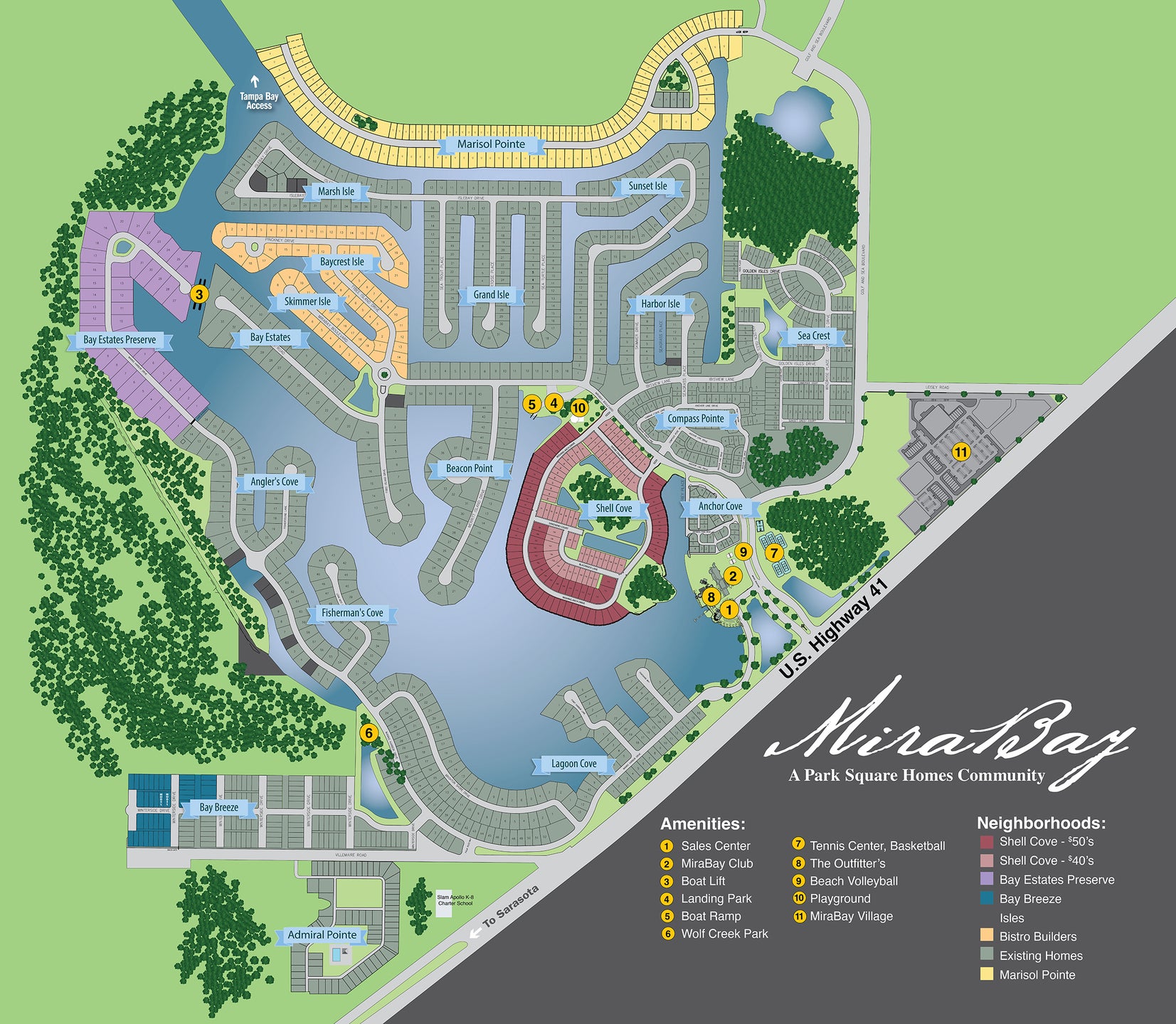 MiraBay Community Map. New Homes in Apollo Beach, FL