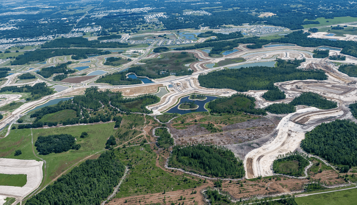 Two Rivers Aerial. Tamarack at Two Rivers New Homes in Zephyrhills, FL