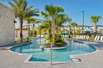 Paradiso Grande Aquarius Clubhouse Resort Pool. New Homes in Orlando, FL